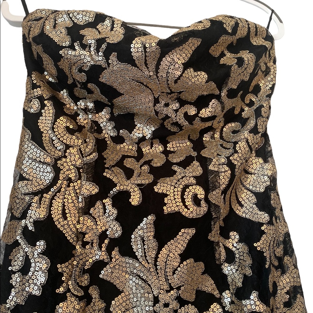 Gianni Bini Strapless Black and Gold Dress - Picture 2 of 14